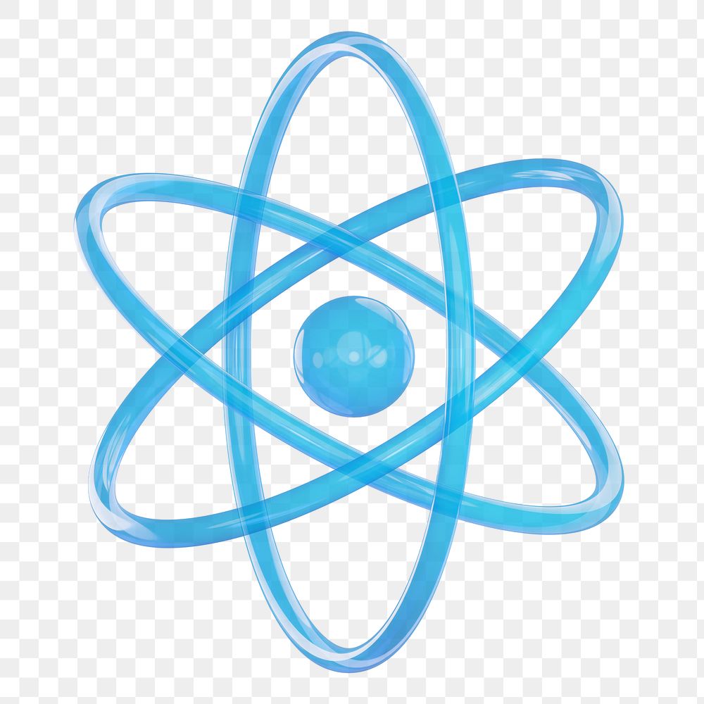 PNG 3D blue atom, element illustration, transparent background
