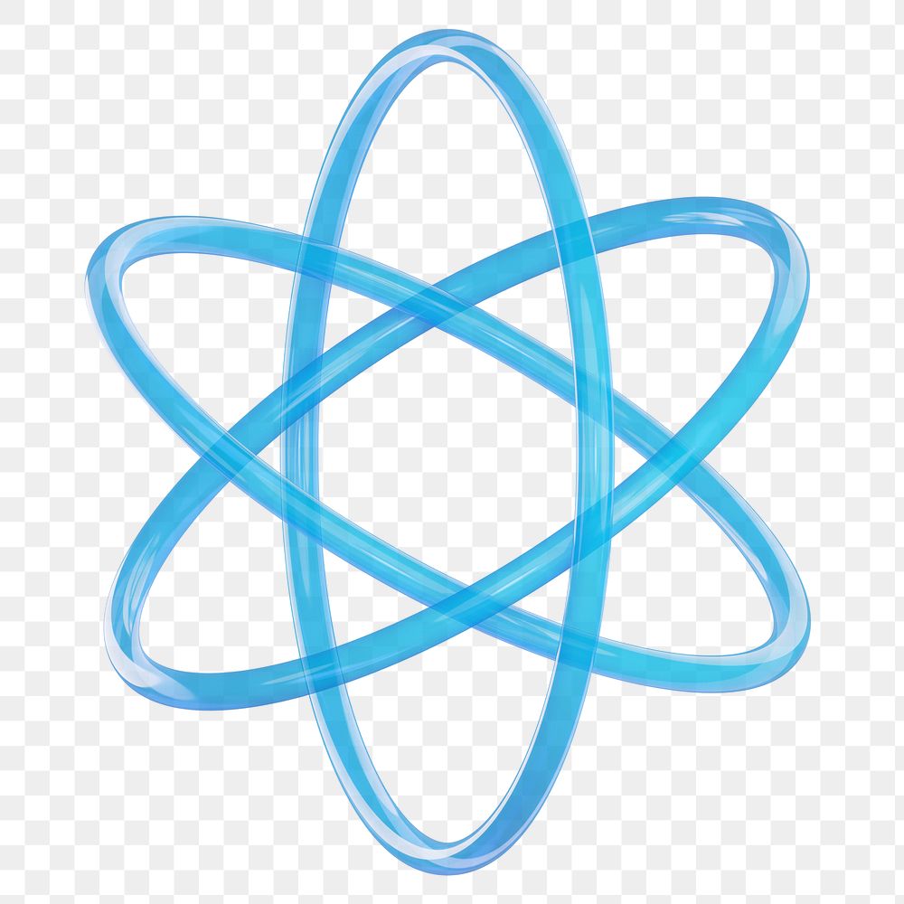 PNG 3D blue atom, element illustration, transparent background