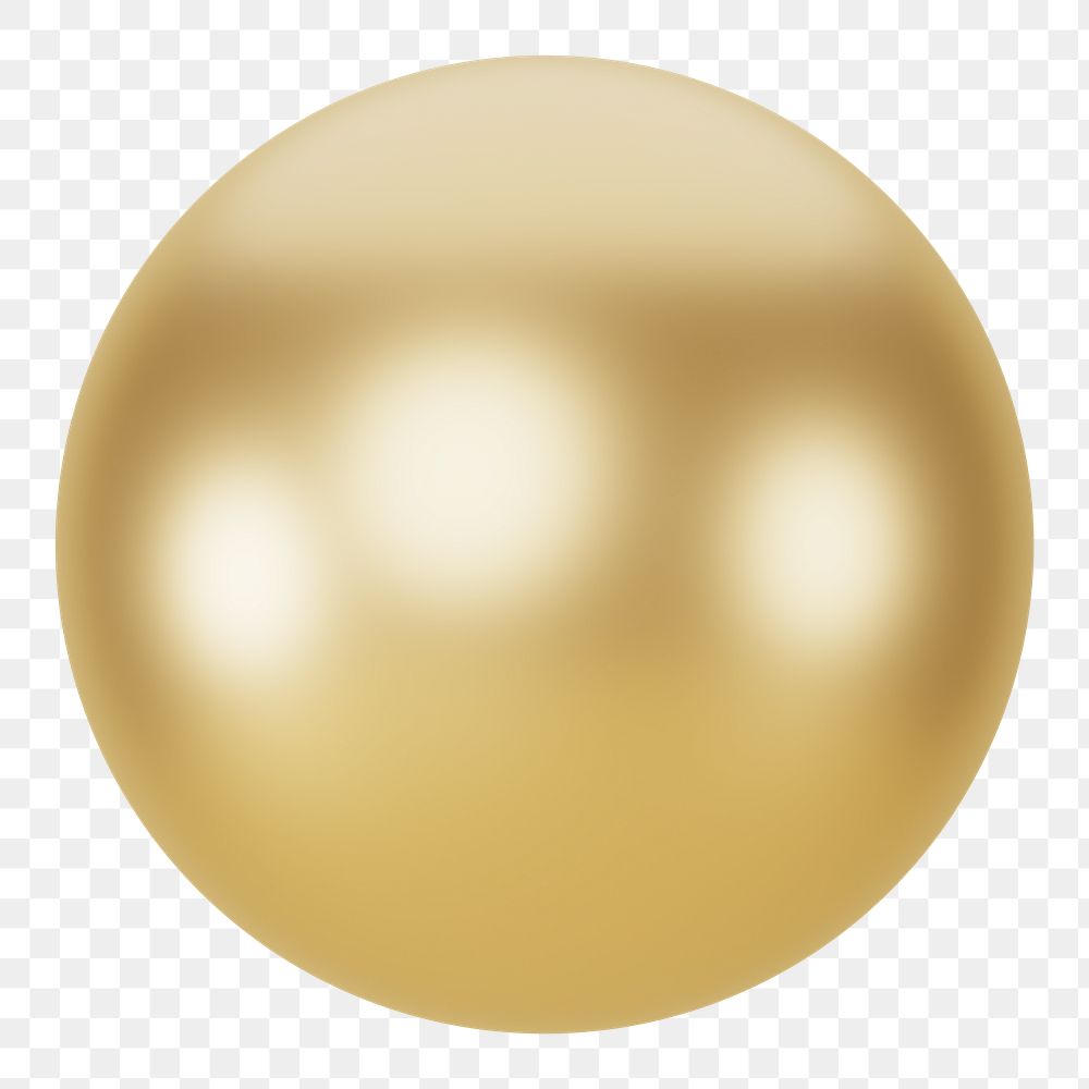 PNG 3D gold metallic ball, element illustration, transparent background