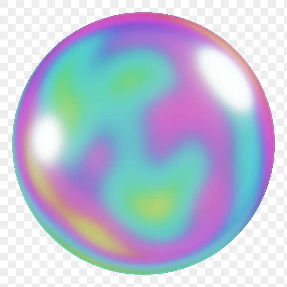 PNG 3D iridescent ball, element illustration, transparent background