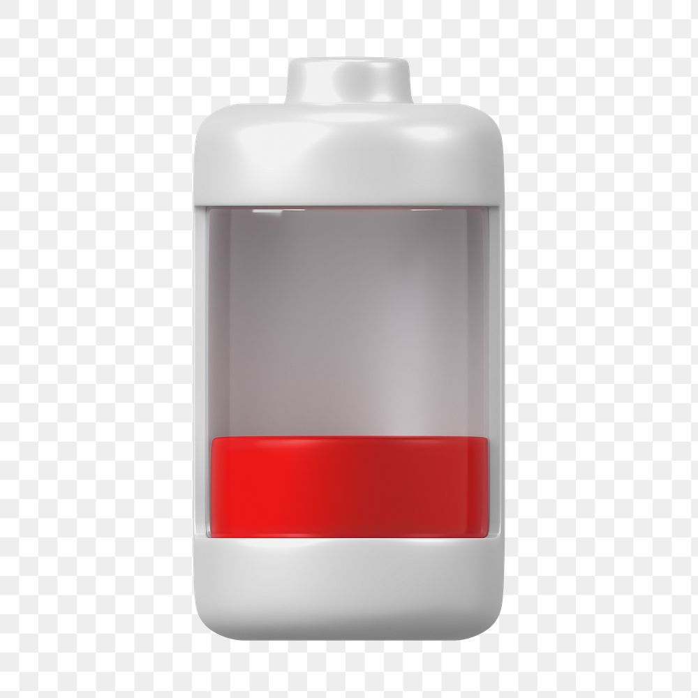 PNG 3D low battery icon, element illustration, transparent background