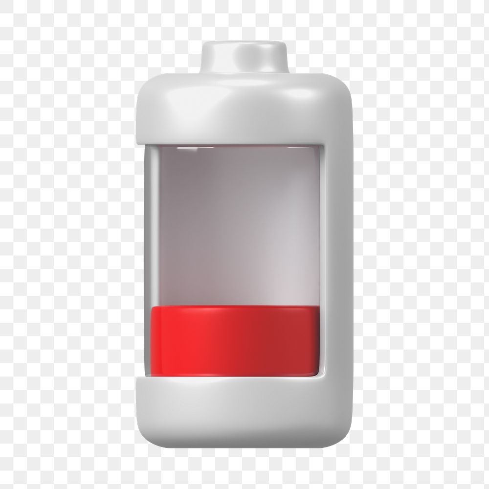 PNG 3D low battery icon, element illustration, transparent background