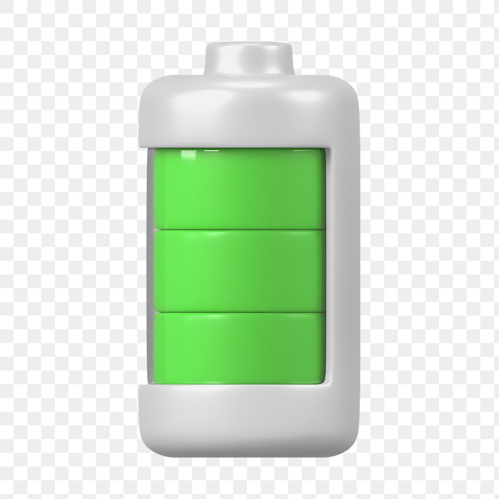 PNG 3D green battery icon, element illustration, transparent background