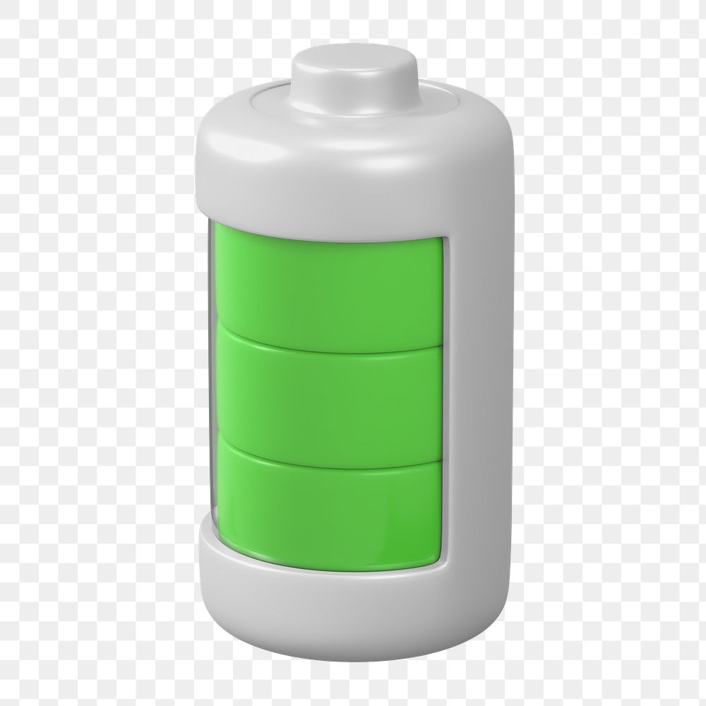 PNG 3D green battery icon, element illustration, transparent background