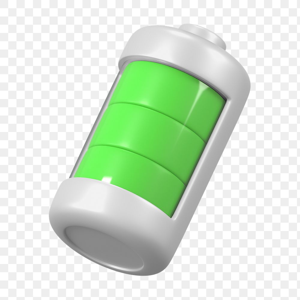 PNG 3D green battery icon, element illustration, transparent background