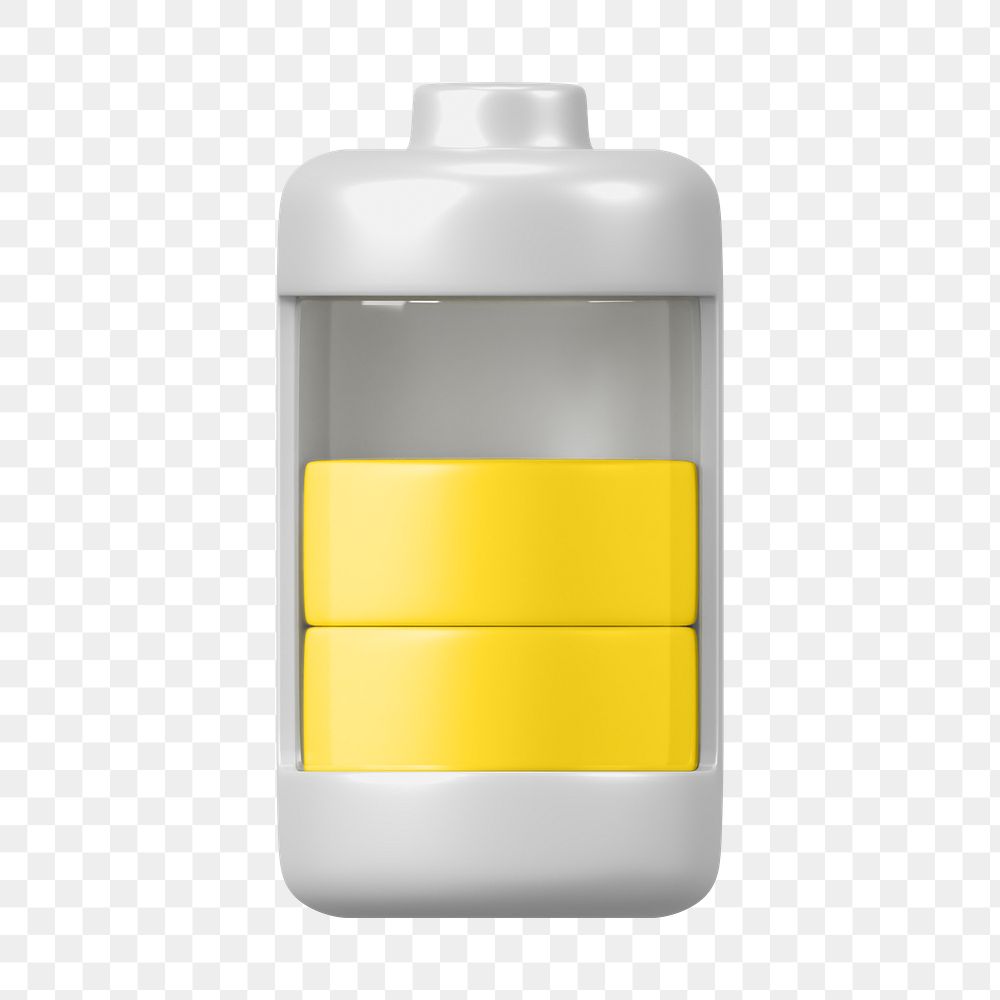 PNG 3D yellow battery icon, element illustration, transparent background