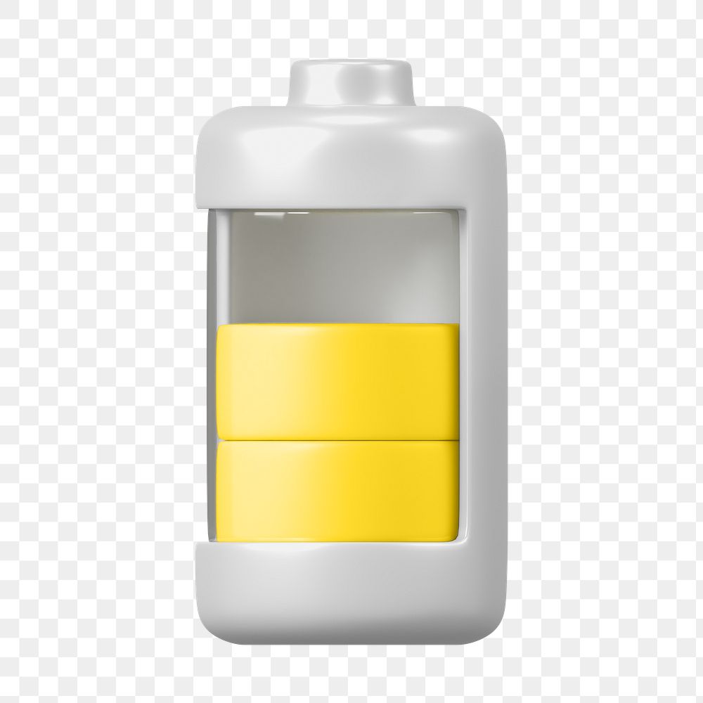 PNG 3D yellow battery icon, element illustration, transparent background