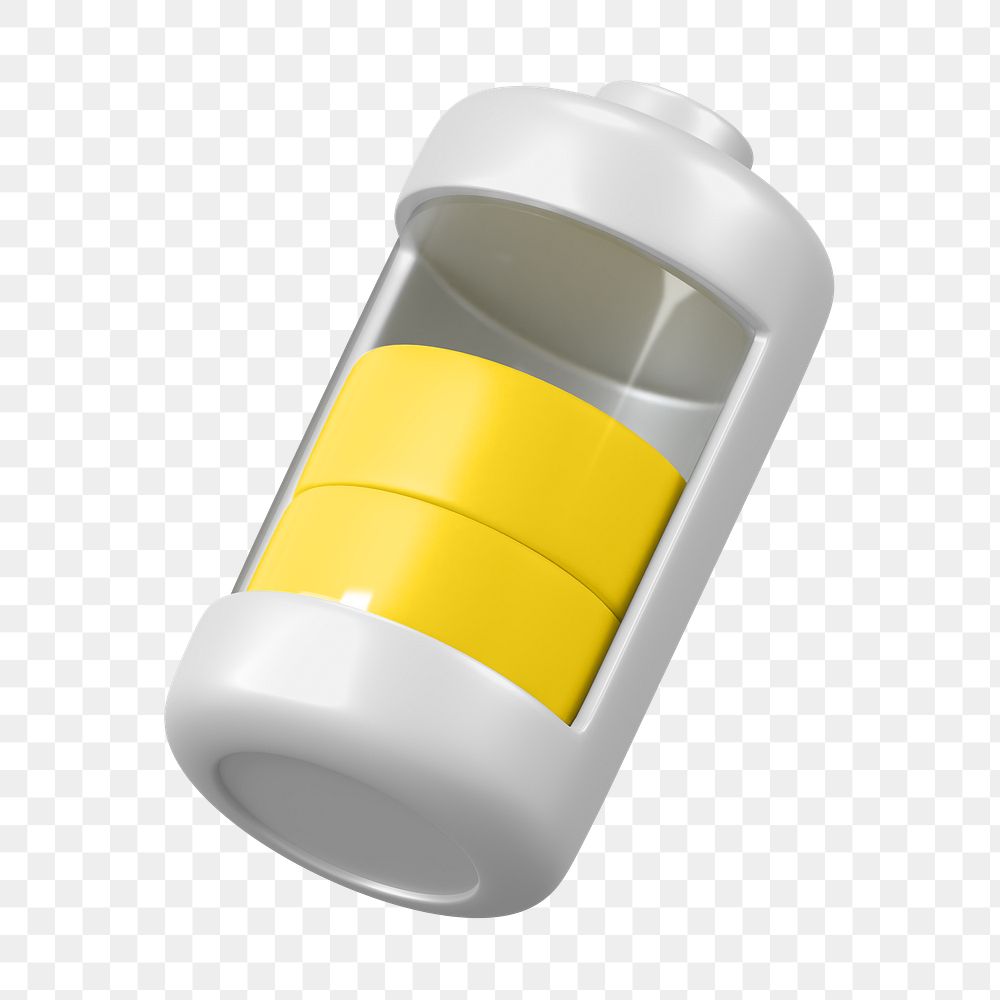 PNG 3D yellow battery icon, element illustration, transparent background