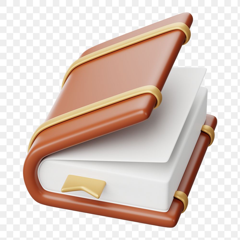 Brown  book png 3D education element, transparent background