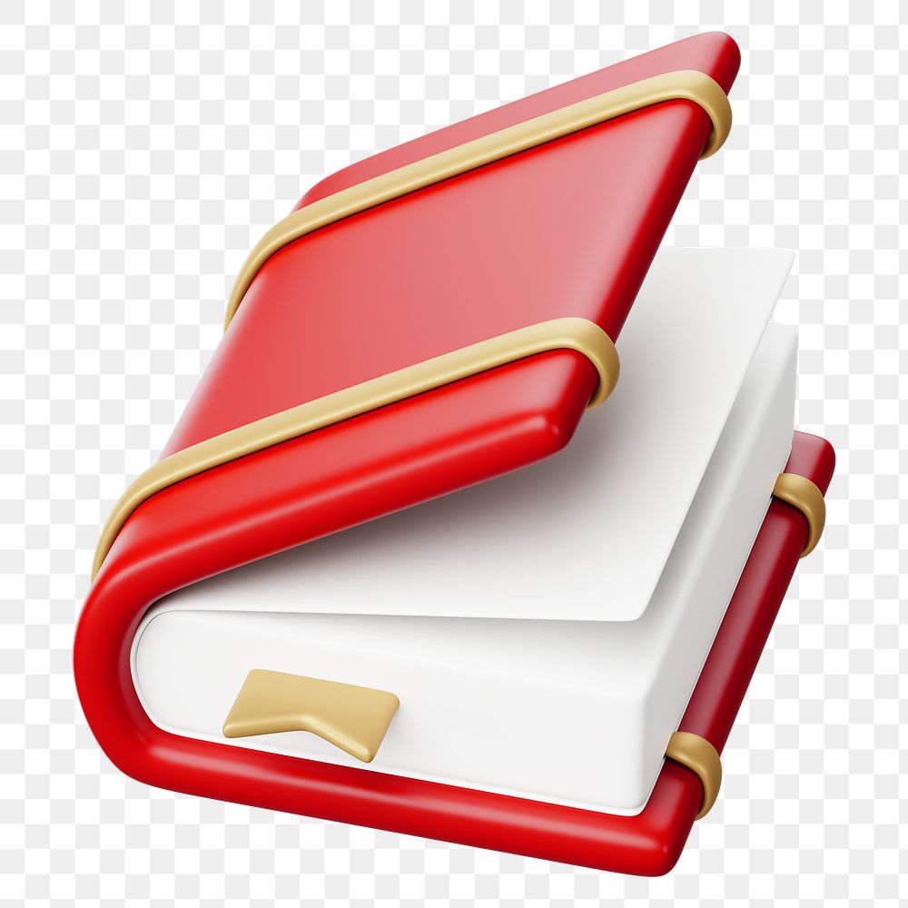 Red book png 3D education element, transparent background