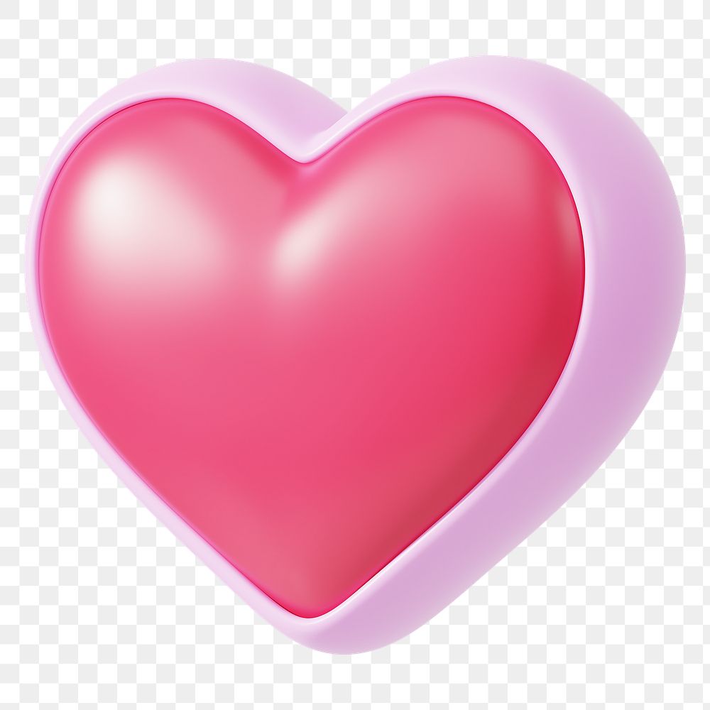 Pink heart png 3D element, transparent background