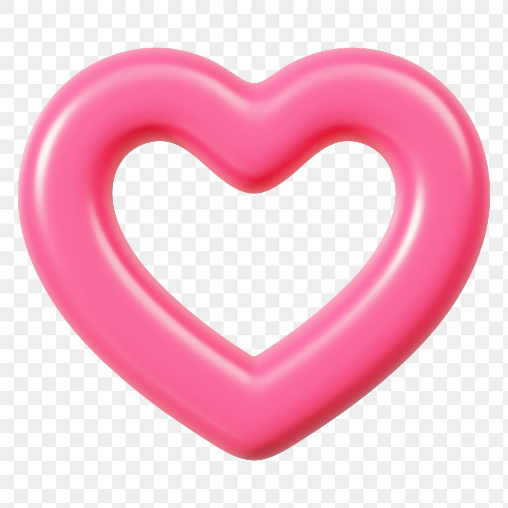 Pink heart png 3D element, transparent background