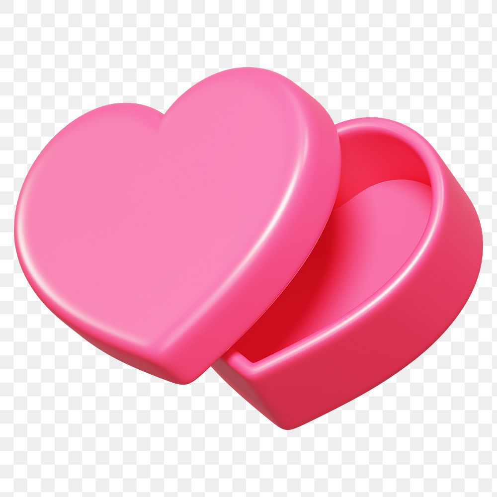 Pink heart box png, 3D Valentine's gift, transparent background