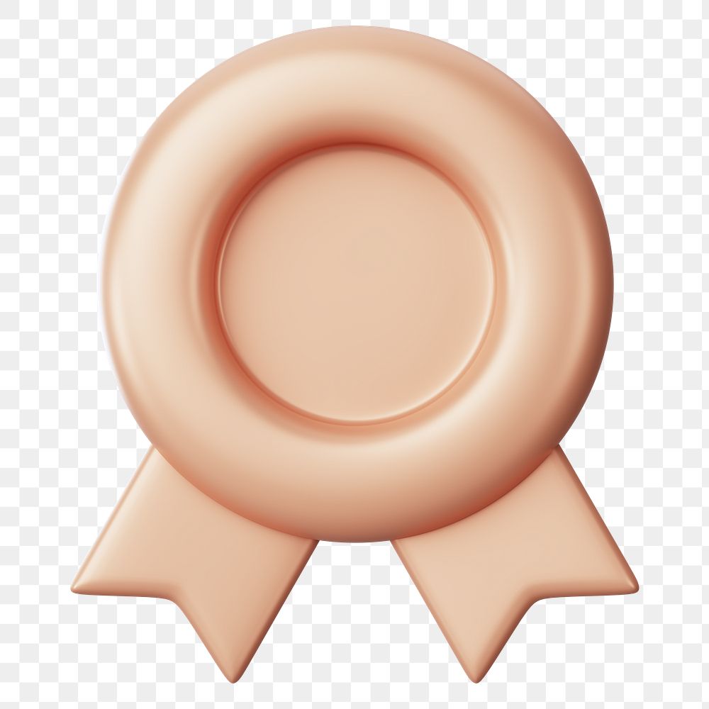 Rose gold winner badge png 3D, transparent background