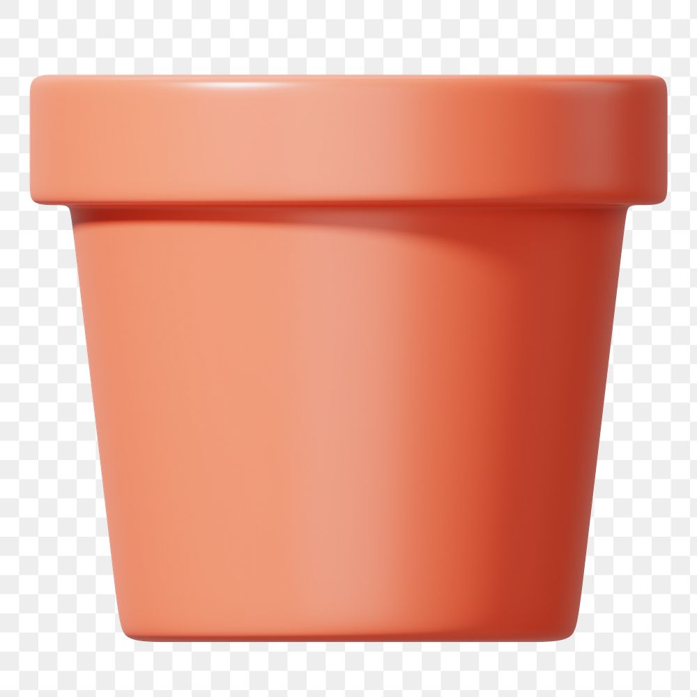 3D plant pot png, gardening illustration, transparent background