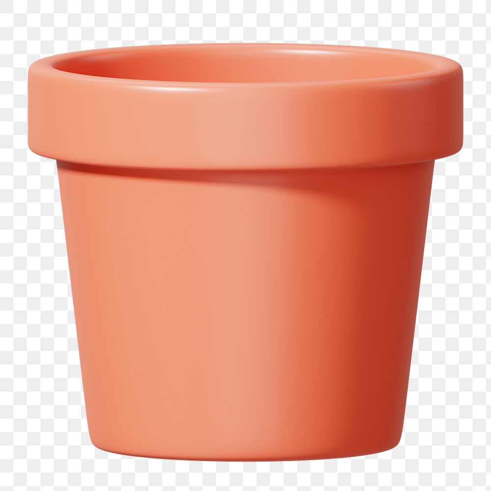 3D plant pot png, gardening illustration, transparent background