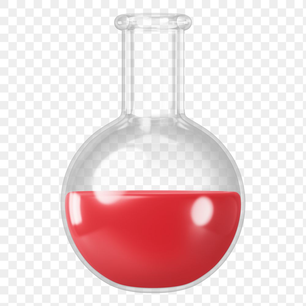 PNG 3D volumetric flask, element illustration, transparent background
