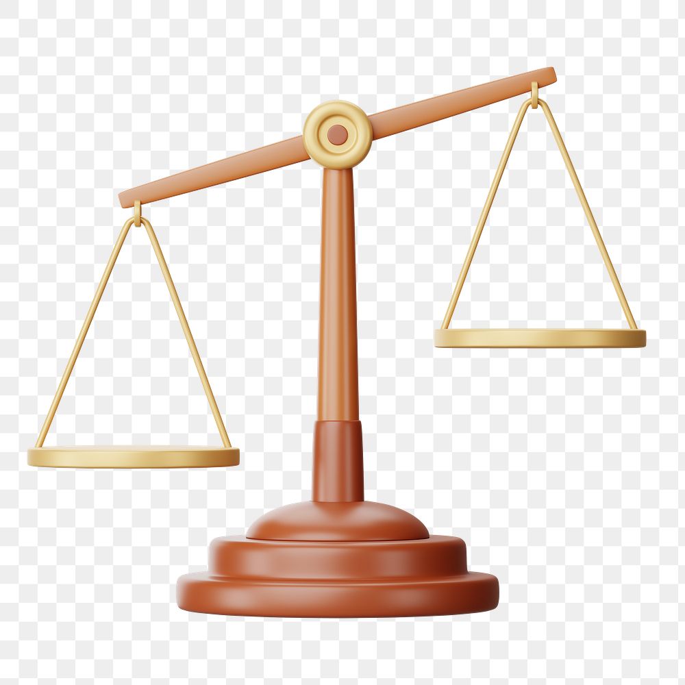 Scale of Justice png 3D element, transparent background