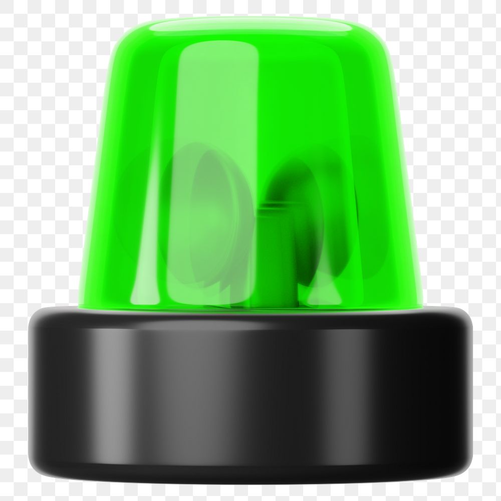 Green siren light png 3D element, transparent background