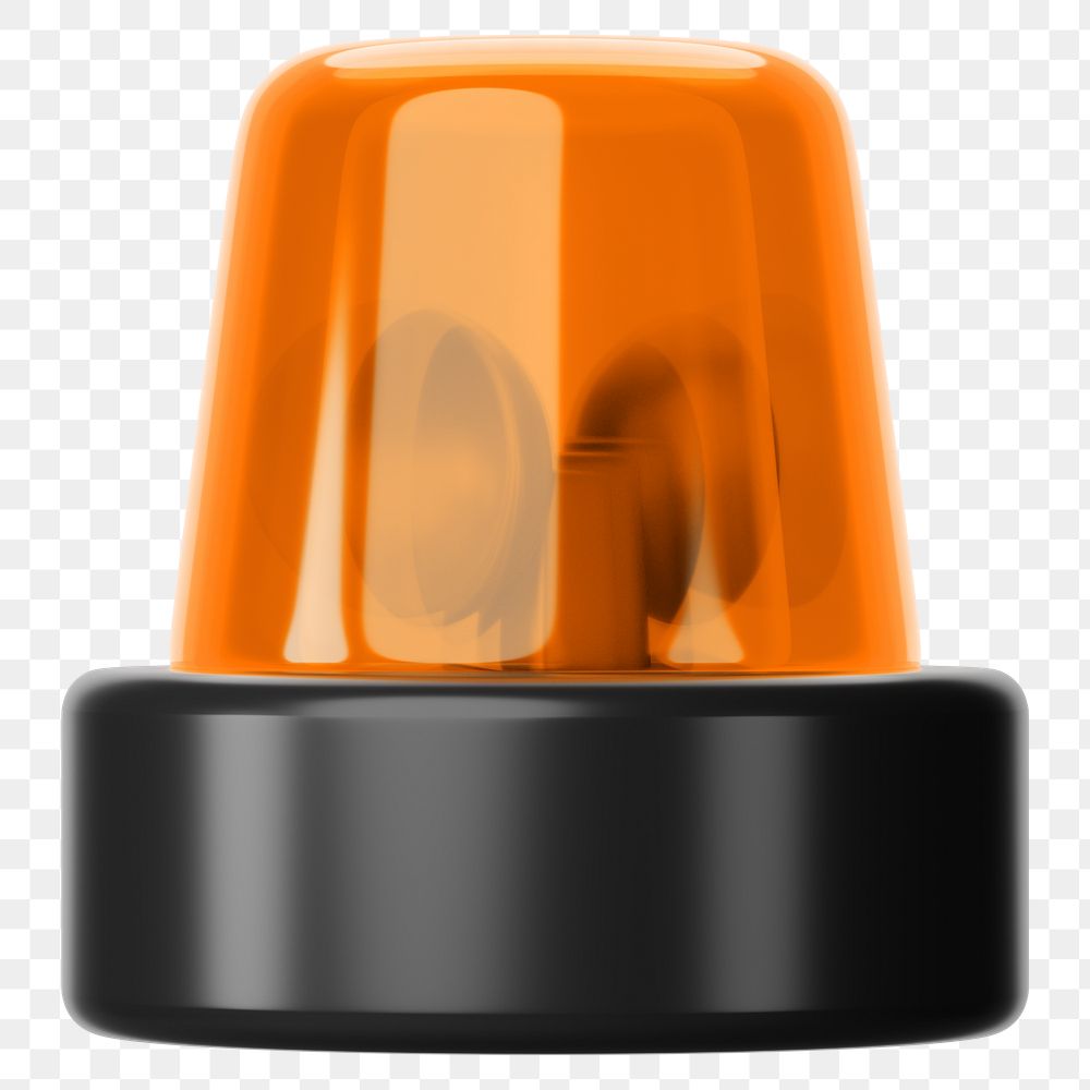 Orange siren light png 3D element, transparent background