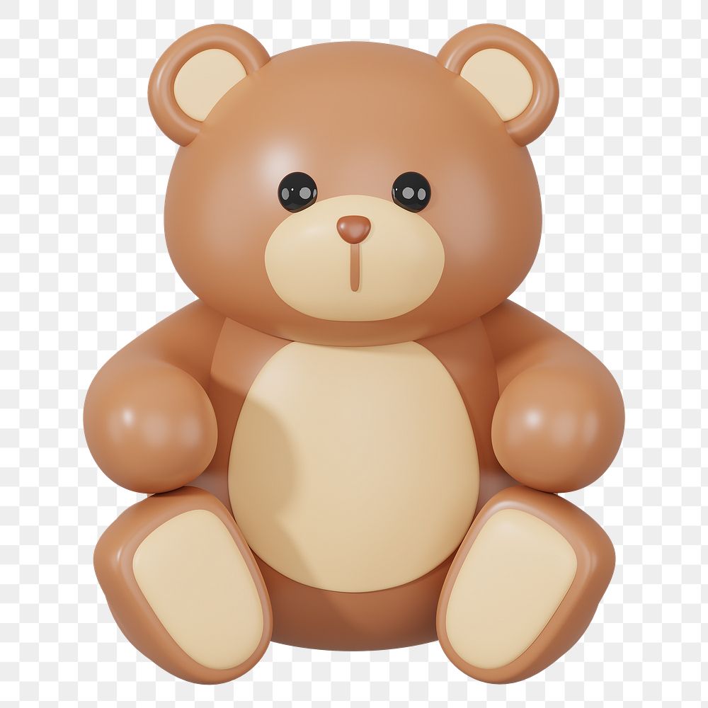 Brown teddy bear png 3D illustration, transparent background