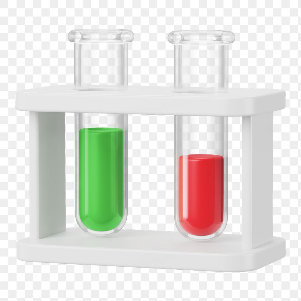 PNG 3D science test tube, element illustration, transparent background