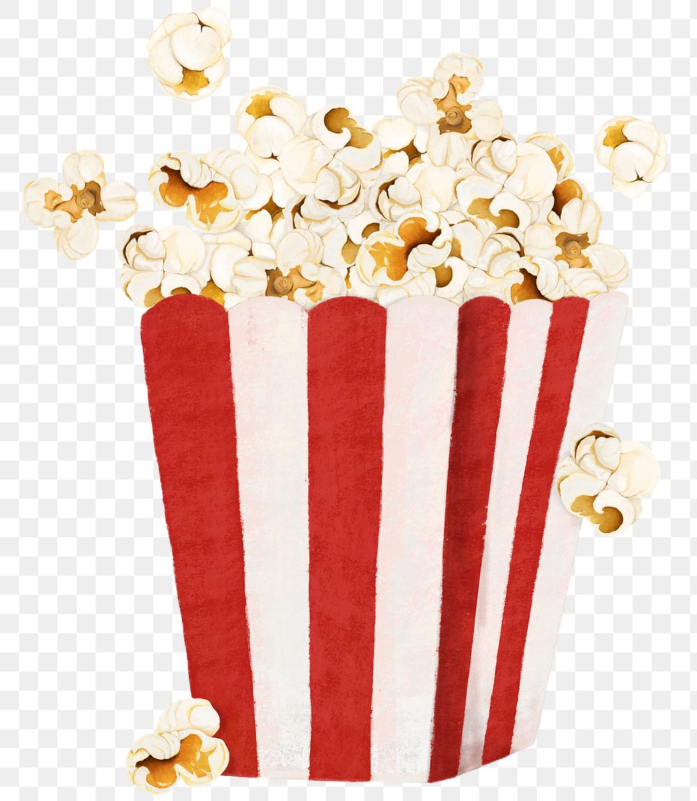 Popcorn movie snack png sticker, transparent background