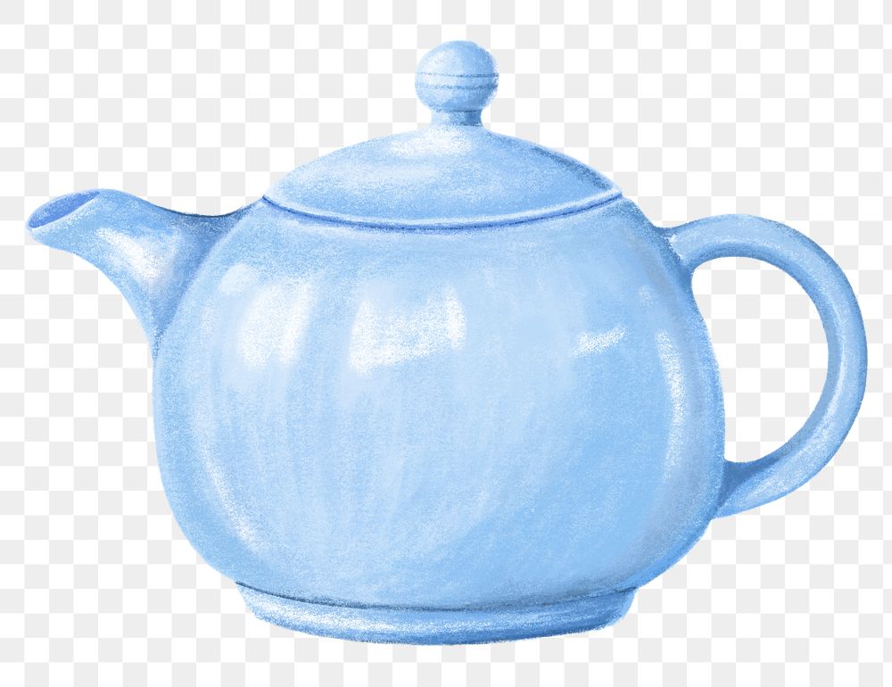 Blue teapot png sticker, transparent background
