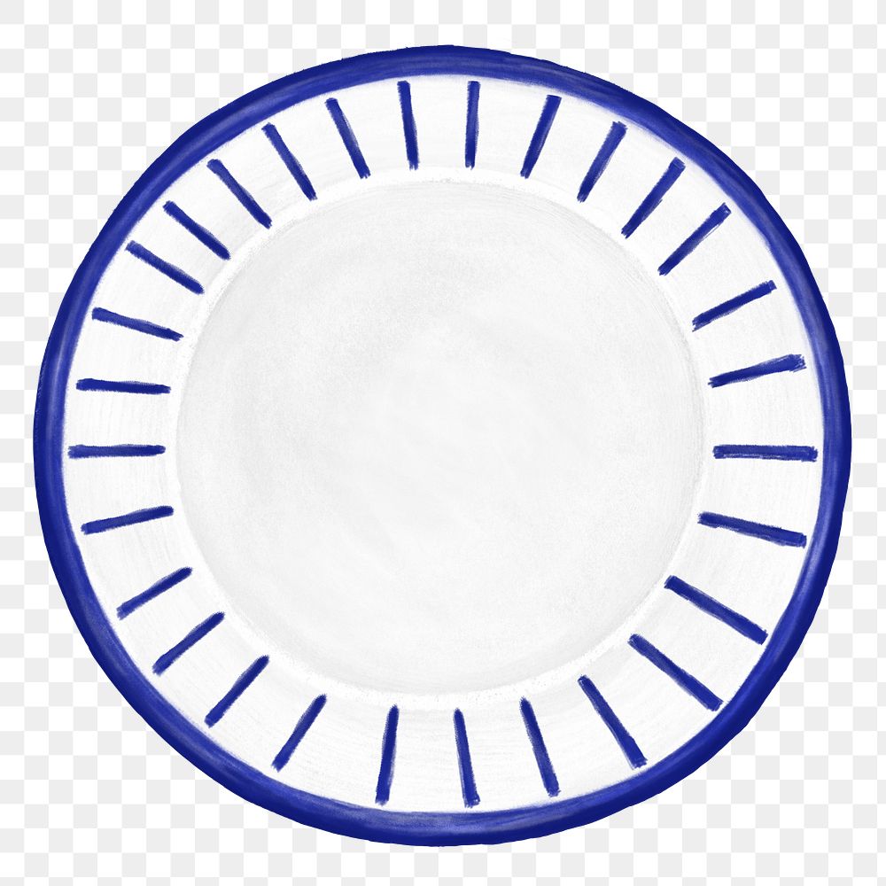 Blue porcelain dish png, transparent background