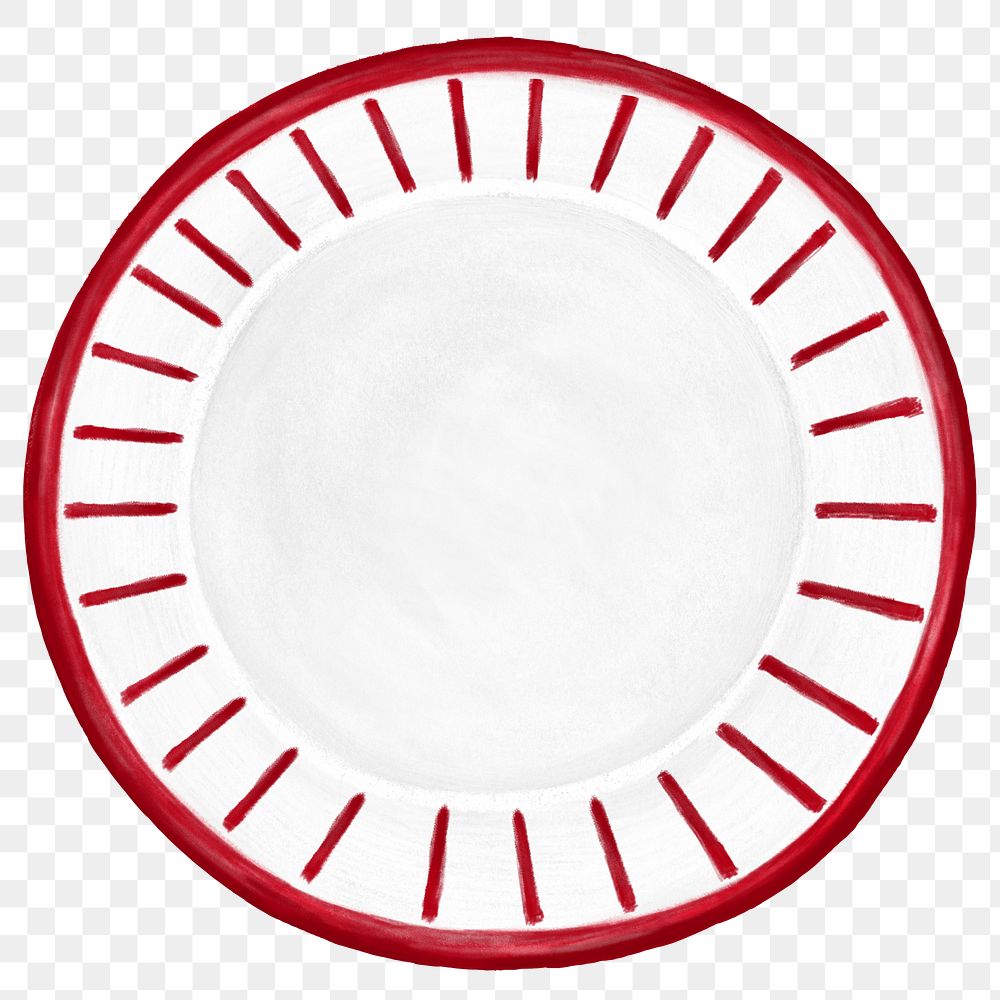 Red porcelain dish png, transparent background