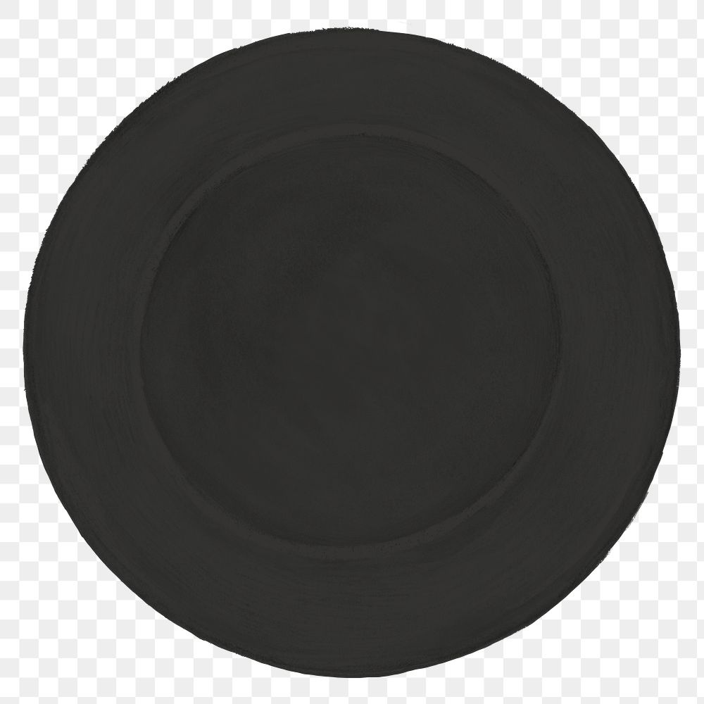 Black plate kitchenware png, transparent background