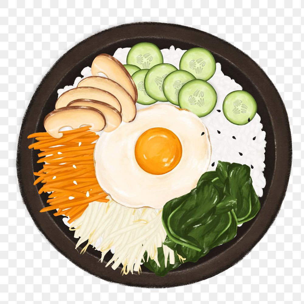 Korean bibimbap png food sticker, transparent background