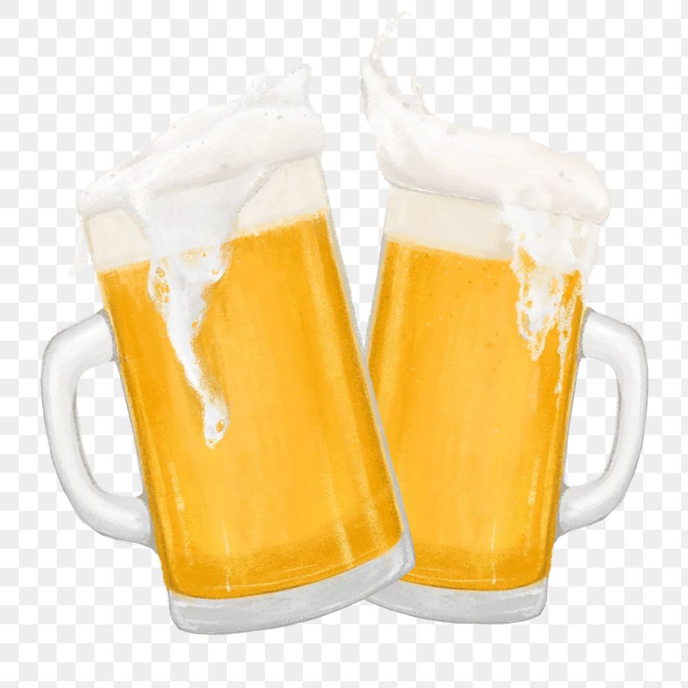 Cheering beer glasses png sticker, transparent background