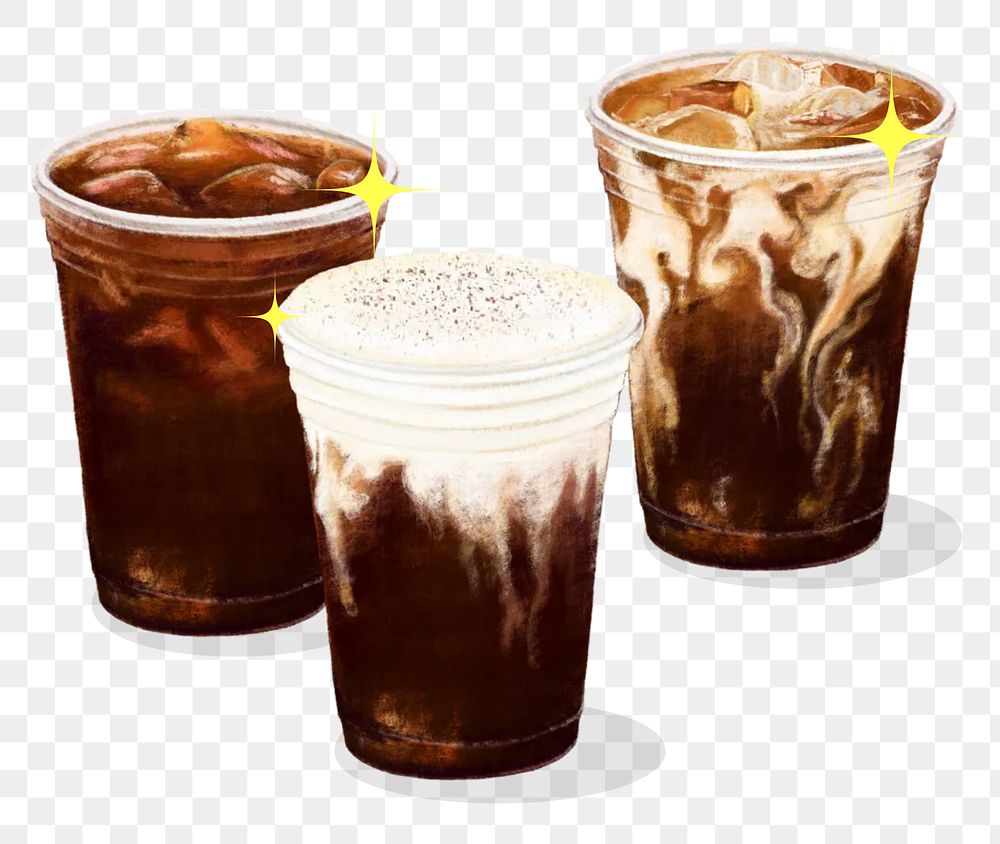 Iced coffee png sticker, transparent background