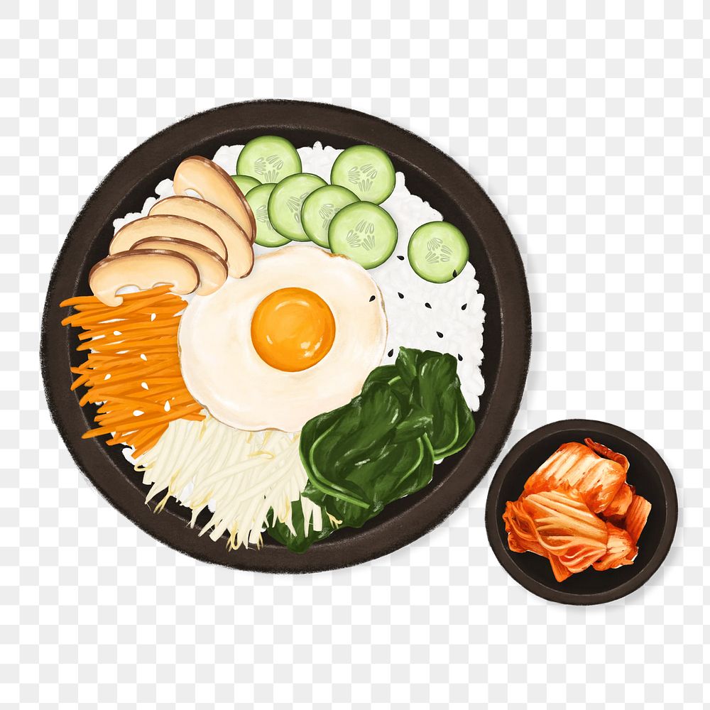 Korean bibimbap png food sticker, transparent background