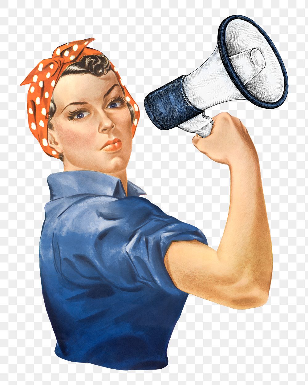 Woman holding png megaphone illustration, transparent background. Remixed by rawpixel.