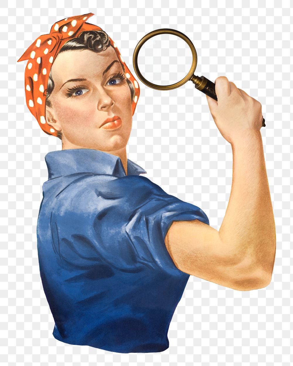 Woman png holding magnifying glass illustration, transparent background. Remixed by rawpixel.