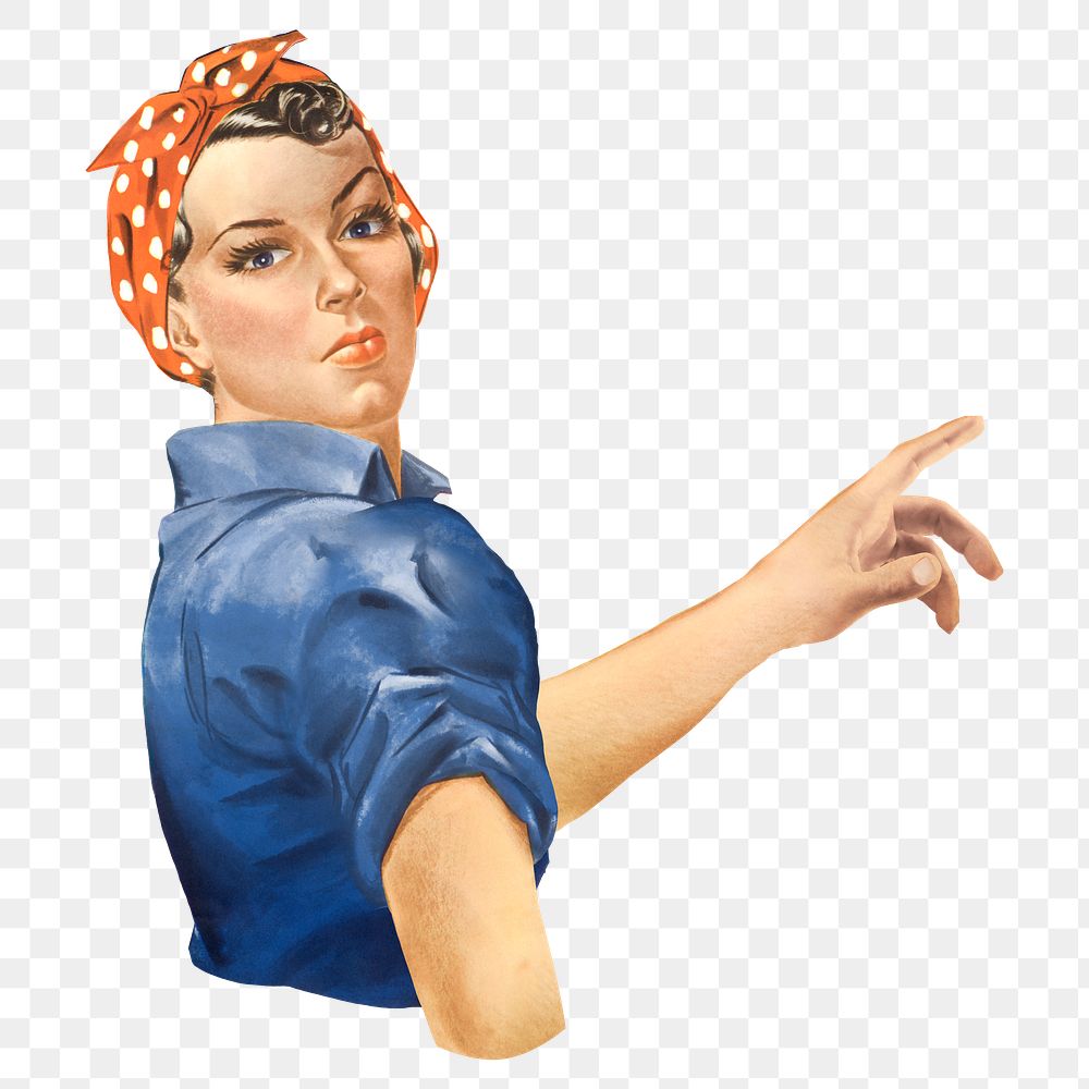 Woman png pointing her finger, vintage illustration, transparent background. Remixed by rawpixel.