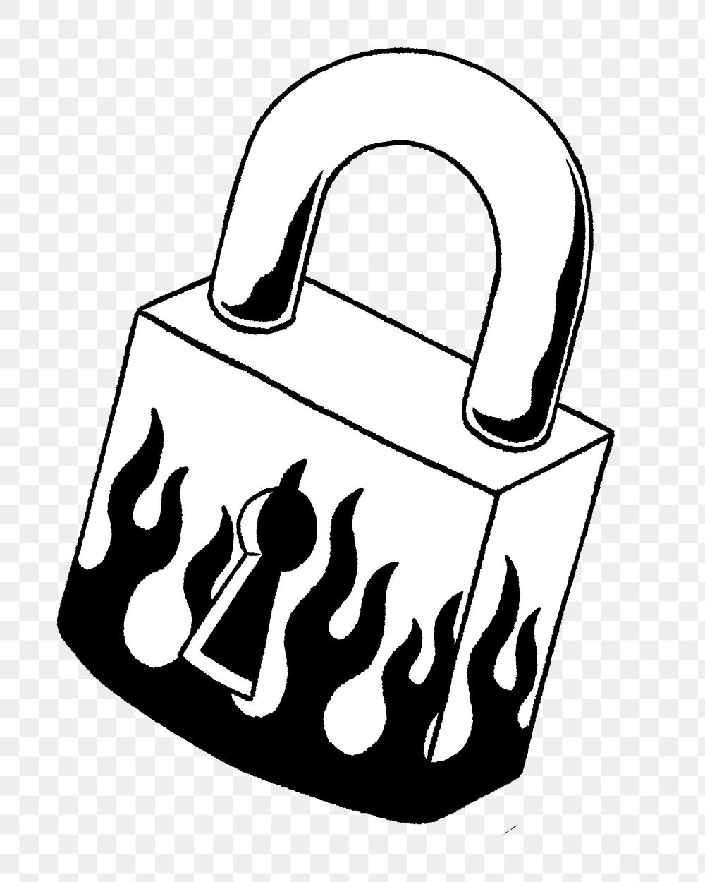 Png fire padlock  illustration, transparent background