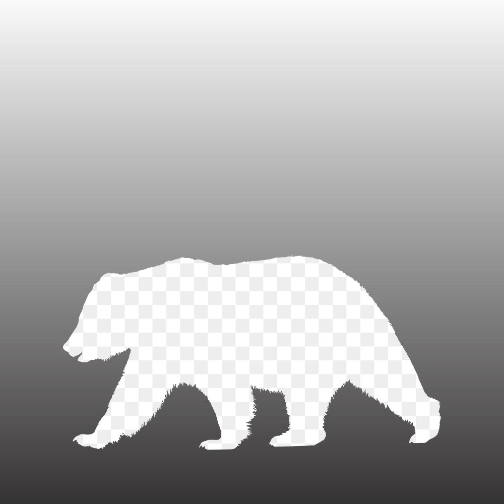 Gradient grizzly bear png frame, transparent design