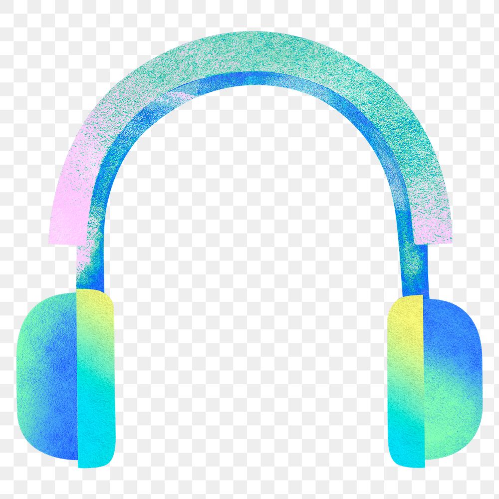 Blue gradient headphones png, transparent background