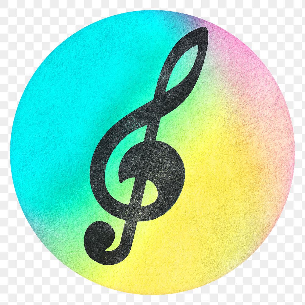 Musical note badge png, transparent background