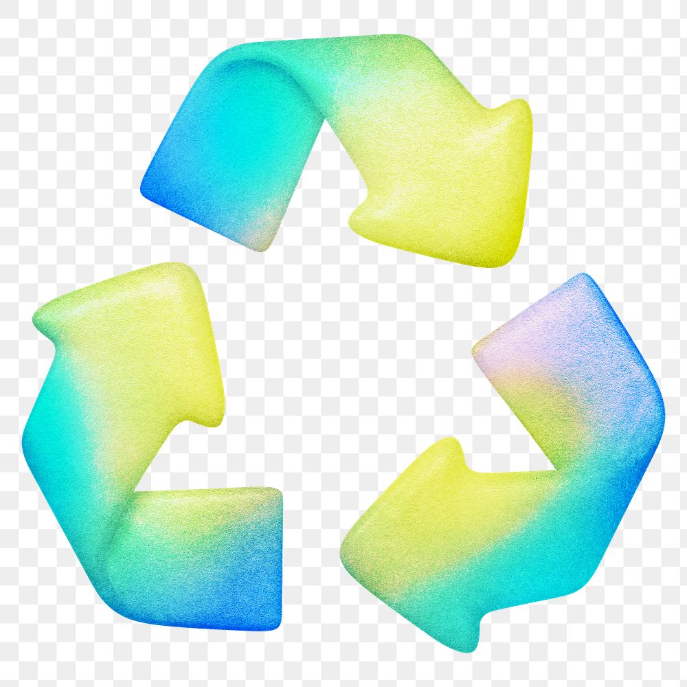 Gradient recycle sign png environment, transparent background
