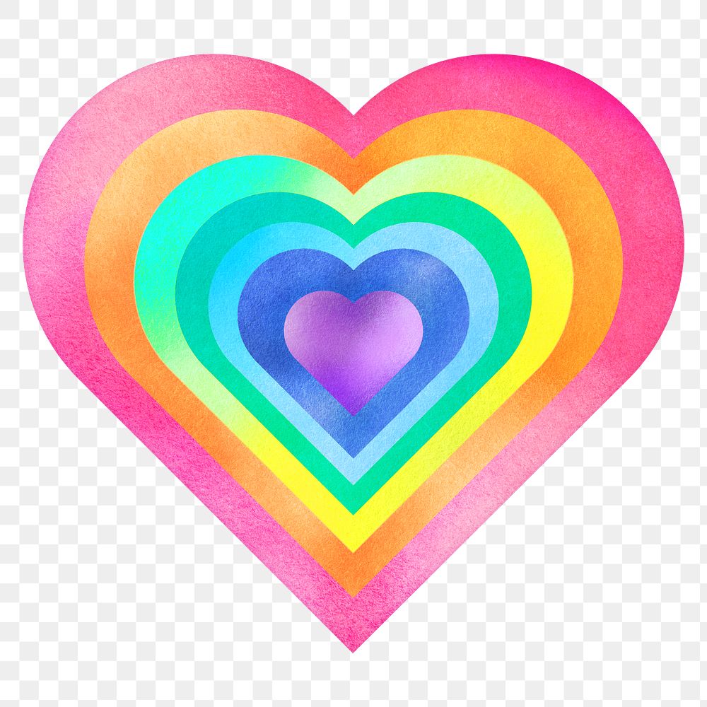 Rainbow pride heart png, transparent background