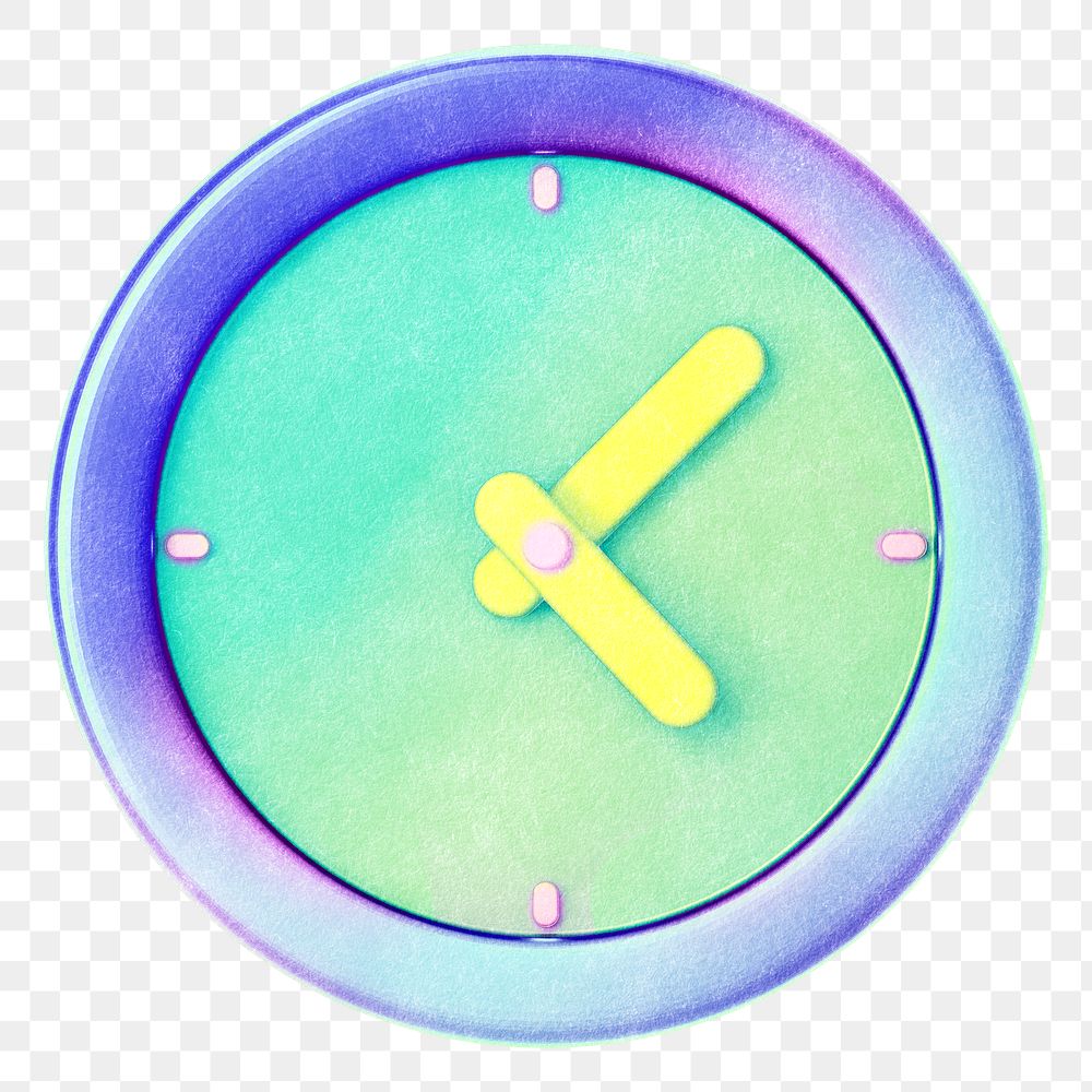 Gradient clock png time collage remix, transparent background