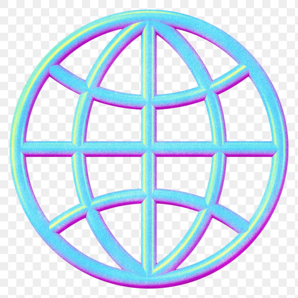 Holographic grid globe png, transparent background