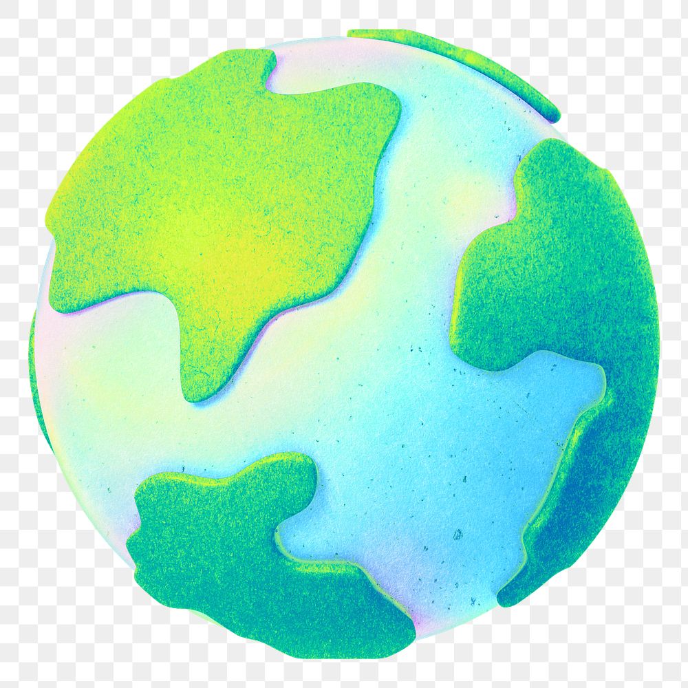 Green globe png, transparent background