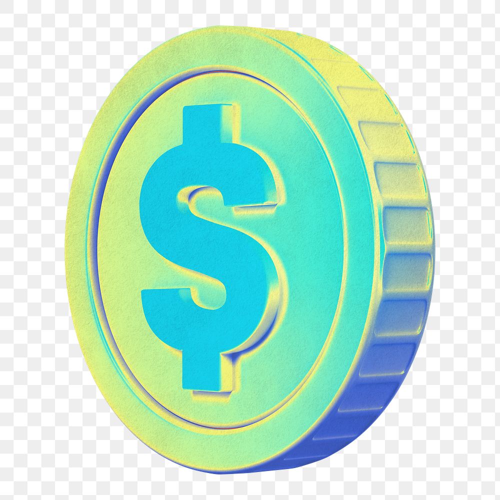 Gradient coin png finance collage remix, transparent background