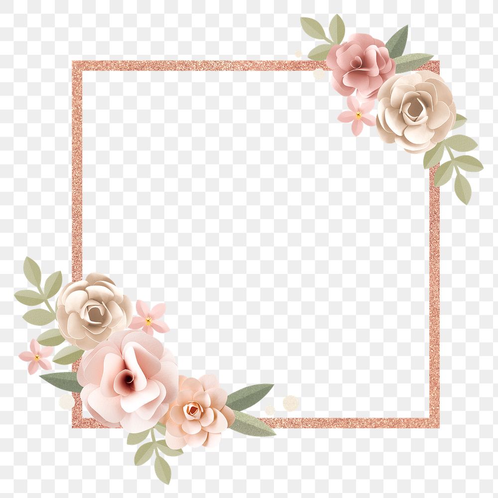 Flower frame png element, transparent background