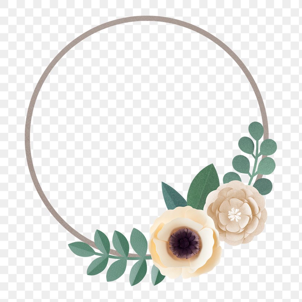 Flower frame png element, transparent background